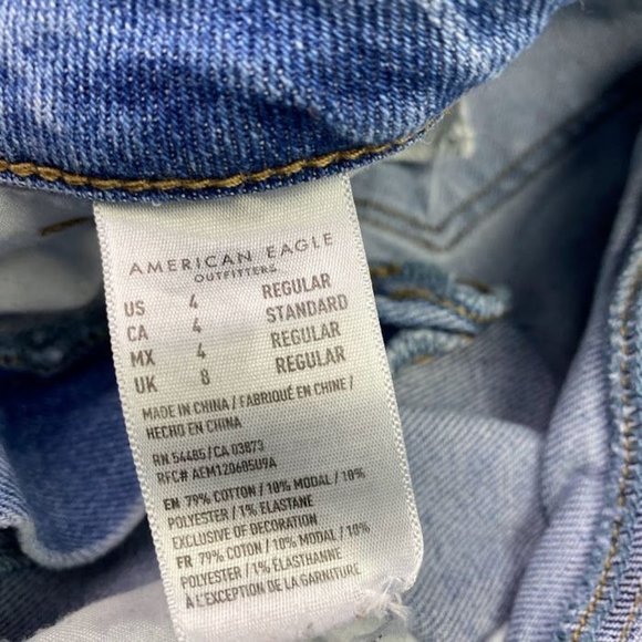 American Eagle Stretch MOM Jeans Size 4 Reg. High Rise Denim Blue Jeans - Picture 4 of 7